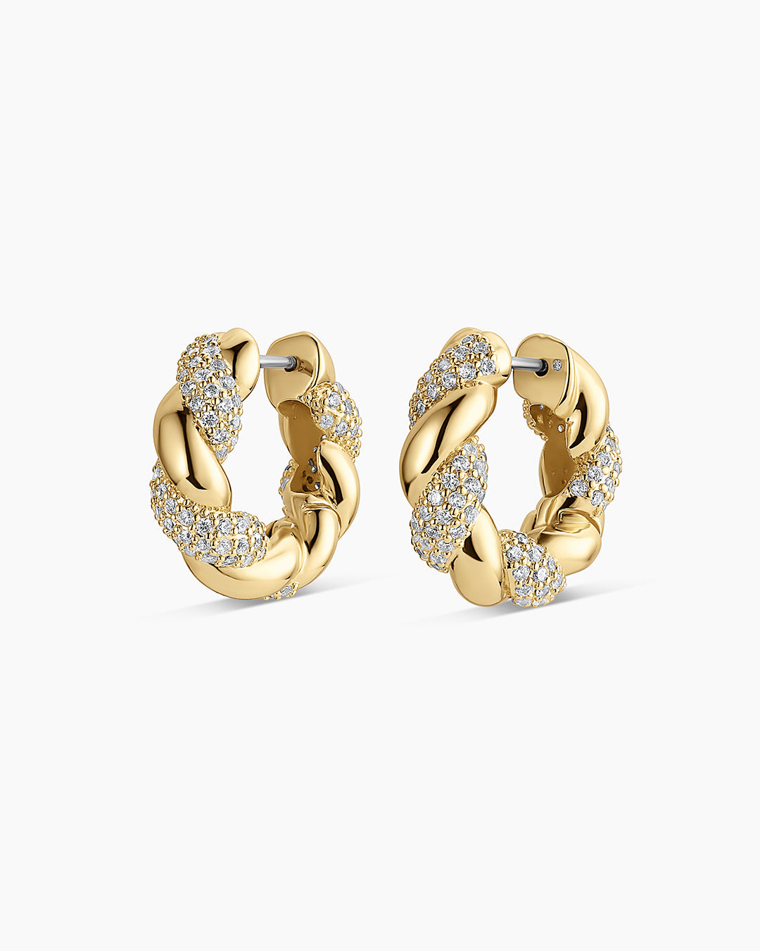Pave Twisted Hoops