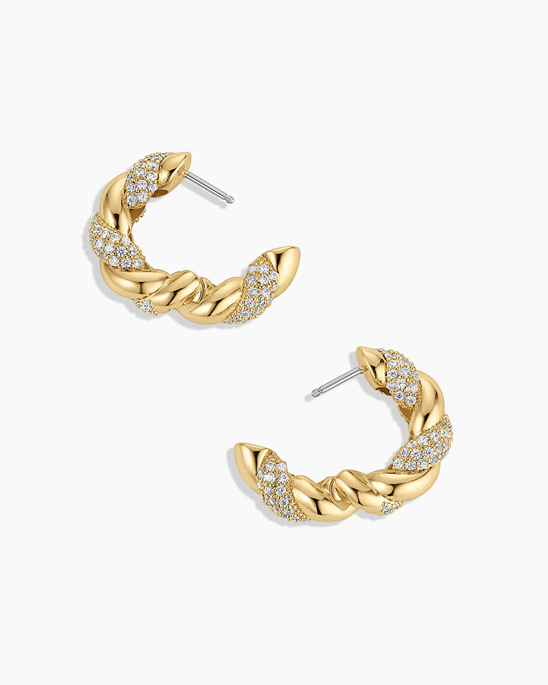 Pave Twisted Hoops
