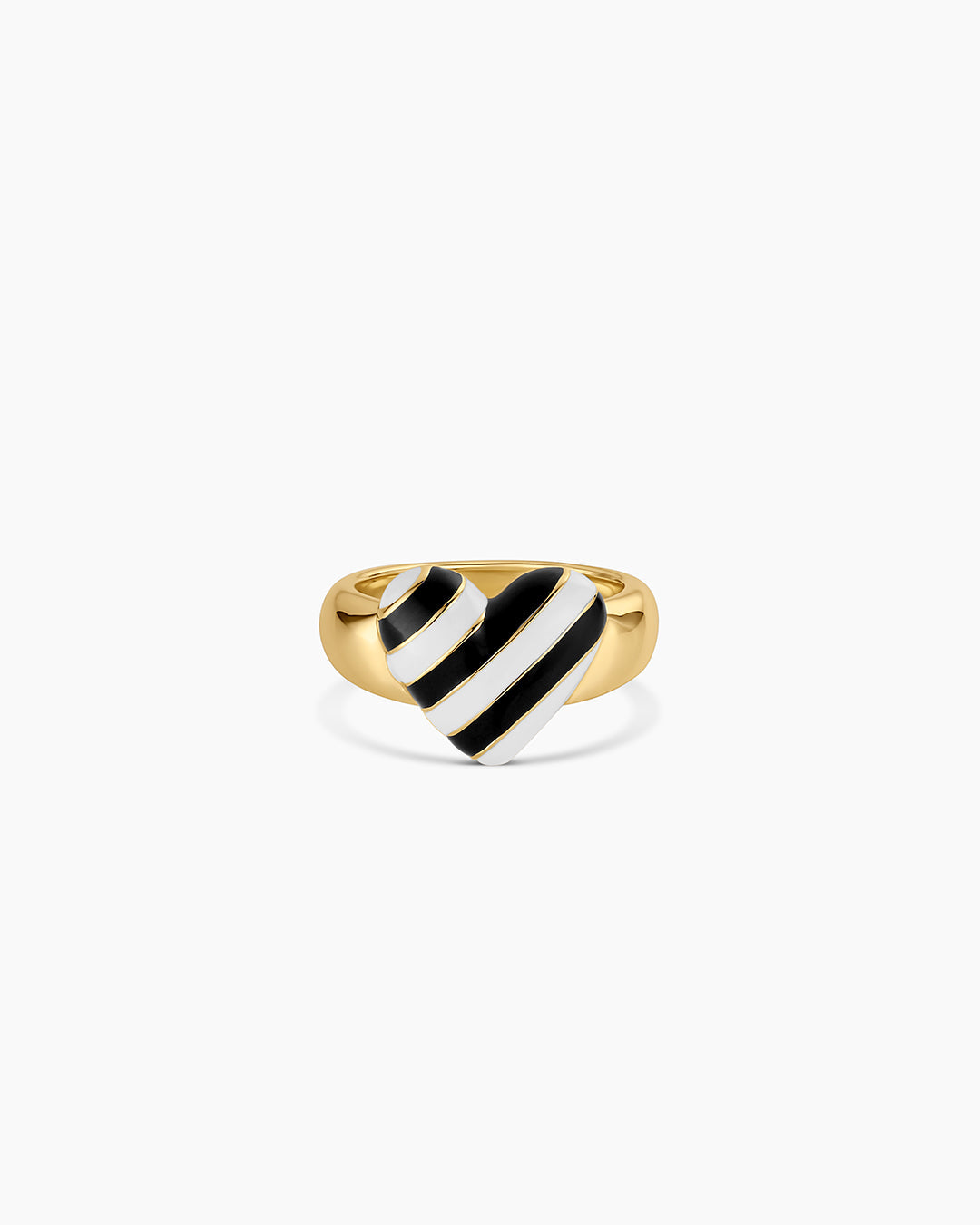 Striped Enamel Heart Ring