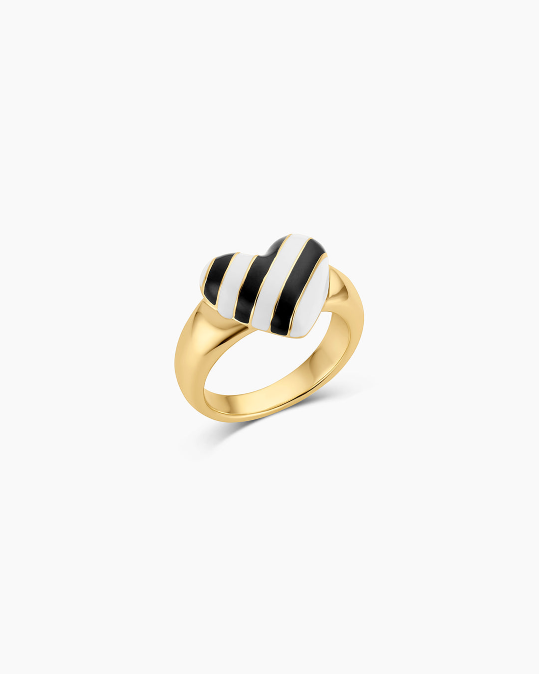 Striped Enamel Heart Ring